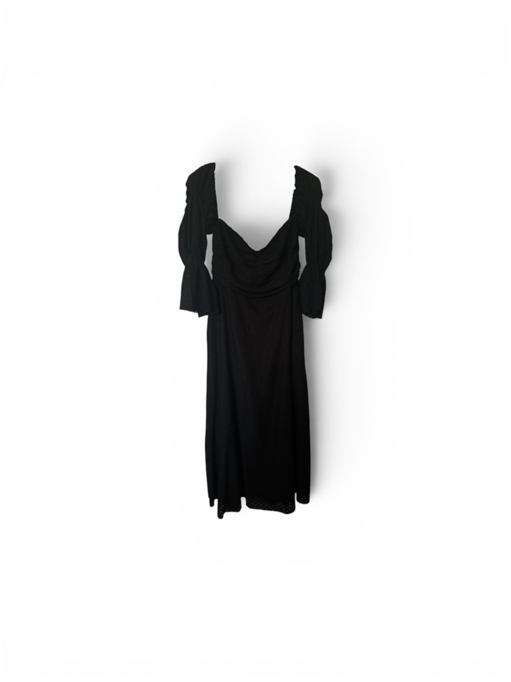 Black Puff-Sleeve Maxi Dress (bump friendly)